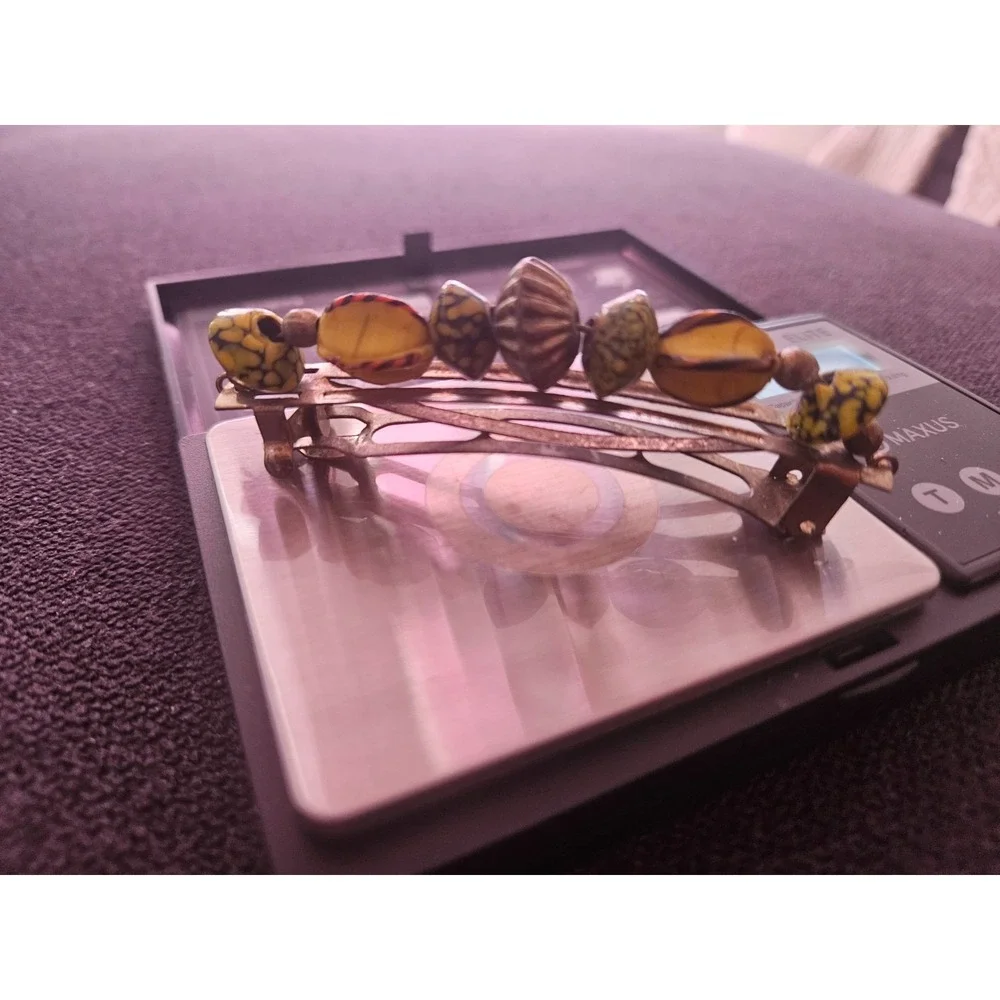 Unique‎ one of a kind Vintage Mixed Material Beaded Hair Barrette